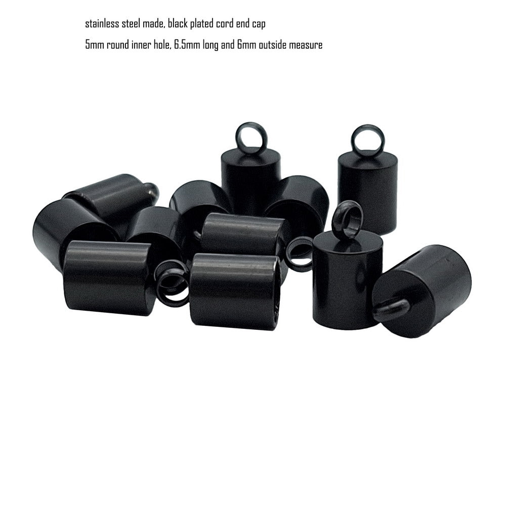 ShapesbyX 10 pièces boucles en acier noir or fermoirs de capuchon faisant l'extrémité du cordon de collier de bracelet 2mm 3mm 6mm 8mm