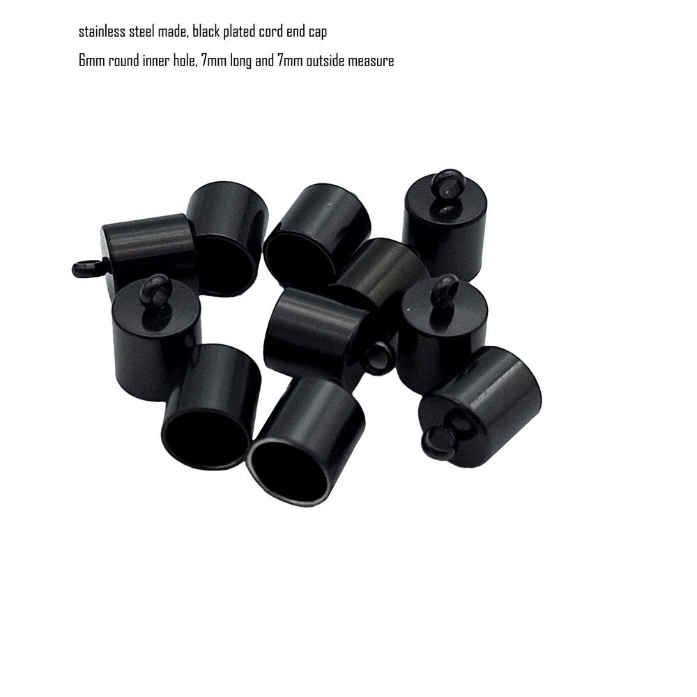 ShapesbyX 10 pièces boucles en acier noir embout fermoirs Bracelet collier cordon fin 4mm 6mm 8mm 10mm