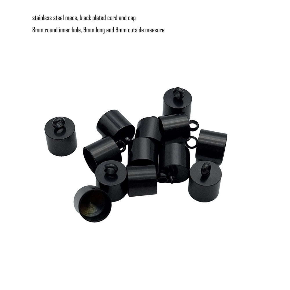 ShapesbyX 10 pièces boucles en acier noir embout fermoirs Bracelet collier cordon fin 4mm 6mm 8mm 10mm