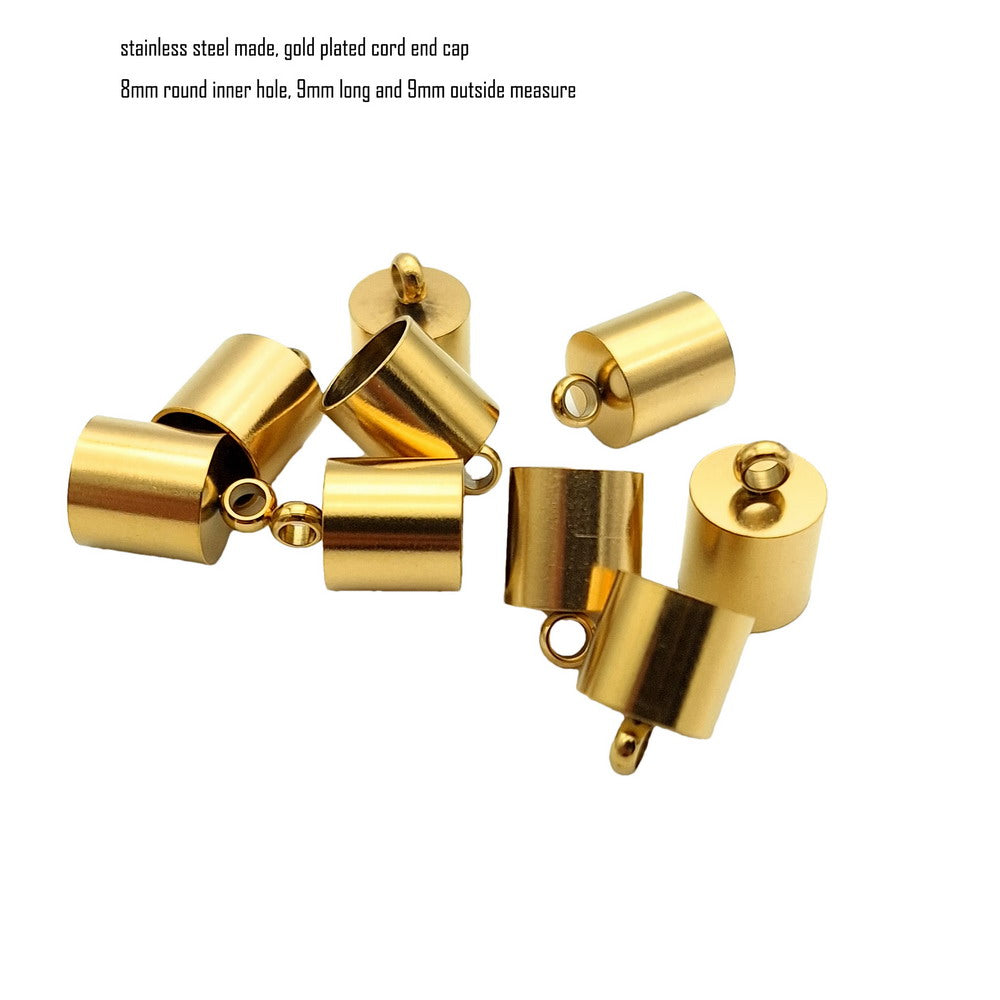 ShapesbyX 10pcs Gold Steel Loops End Cap Bracelet Necklace Cord End 4mm 5mm 6mm 10mm