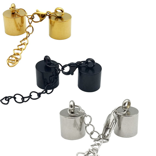 ShapesbyX 3 pièces fermoirs d'extrémité de cordon en acier doré pour la fabrication de colliers de bracelets et de trous de 2 mm à 10 mm
