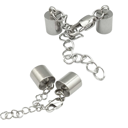 3 Pieces Stainless Steel Cord End Cap Clasps CB Lobster and Extender Bracelet Necklace Making 3mm 6mm 8mm 10mm Inner Hole
