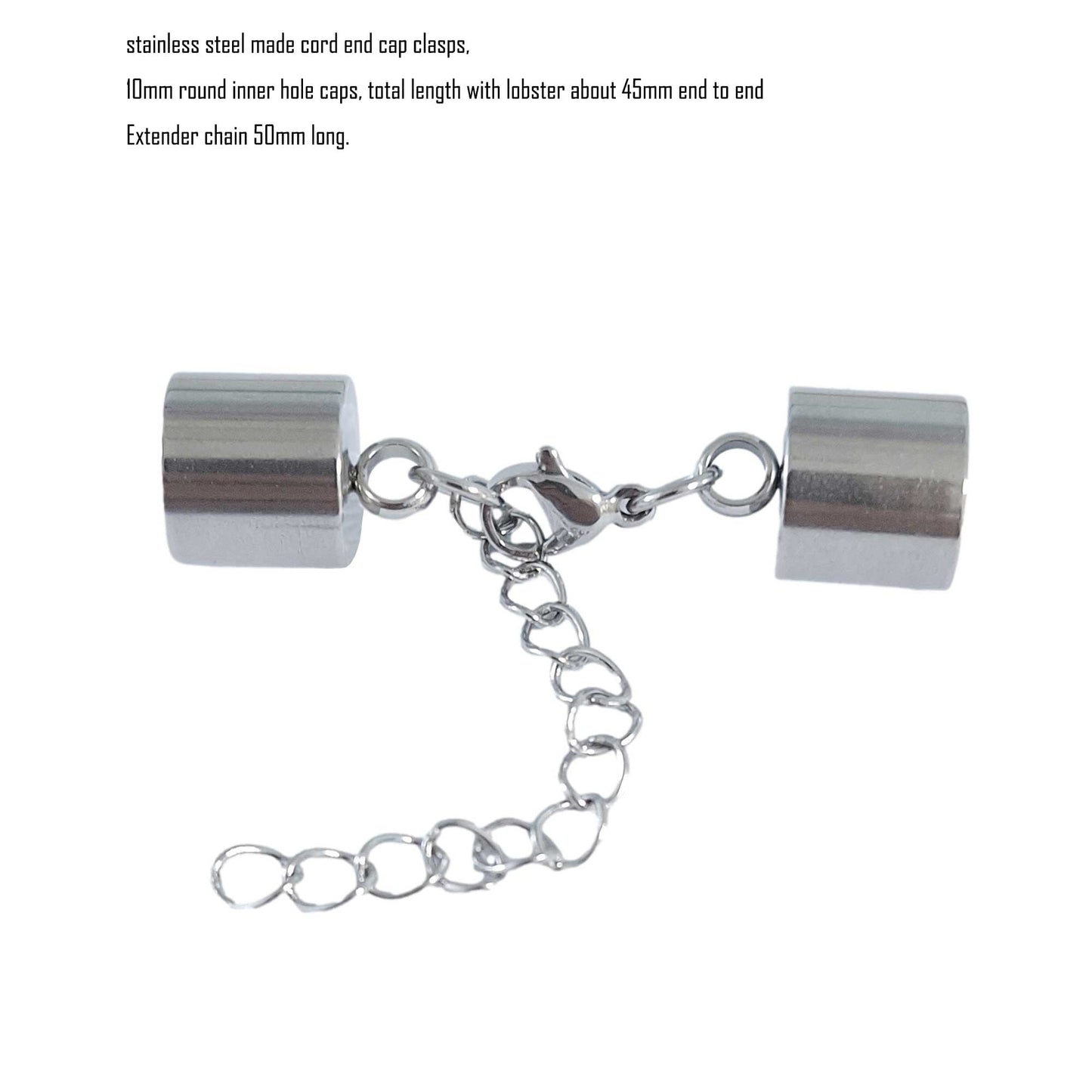 ShapesbyX 3 pièces fermoirs d'extrémité de cordon en acier doré pour la fabrication de colliers de bracelets et de trous de 2 mm à 10 mm