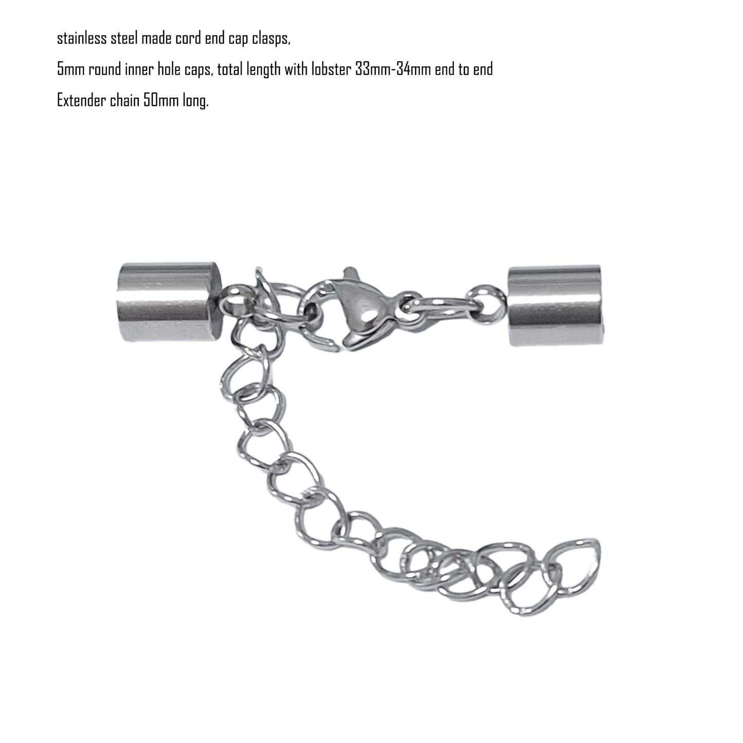 ShapesbyX 3 pièces fermoirs d'extrémité de cordon en acier inoxydable or/noir pour la fabrication de bijoux trou intérieur de 2 mm à 10 mm