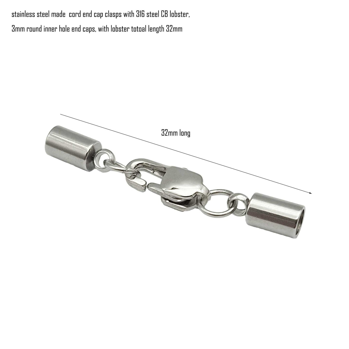 ShapesbyX 3 pièces bracelet collier faisant cordon embout fermoirs en acier inoxydable