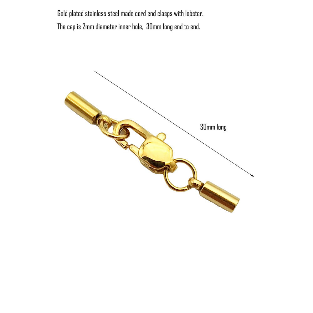 Fermoirs à bijoux en acier doré, 3 pièces, embout de cordon pour Bracelet et collier avec homard