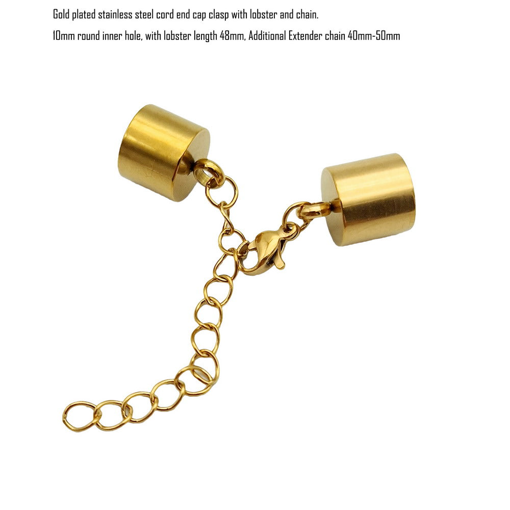ShapesbyX 3 pièces fermoirs d'extrémité de cordon en acier inoxydable doré pour la fabrication de bijoux trou intérieur de 2 mm à 10 mm