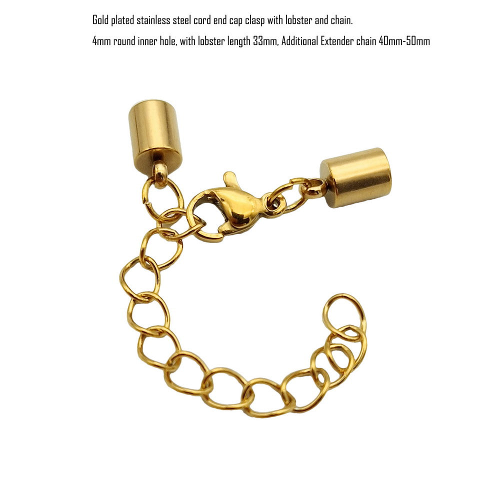 ShapesbyX 3 pièces fermoirs d'extrémité de cordon en acier noir/or pour la fabrication de collier de bracelet faisant un trou de 2 mm à 10 mm