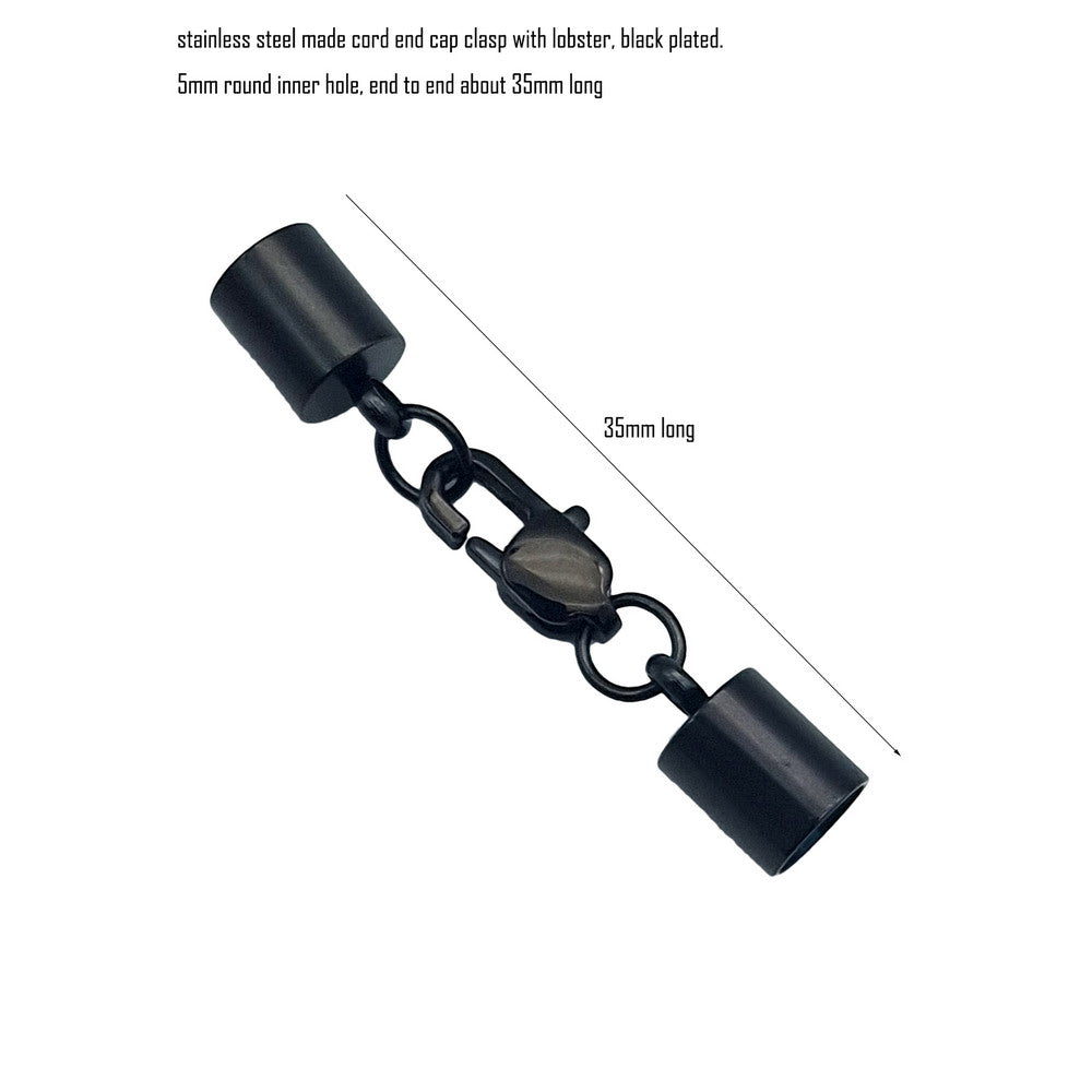 Fermoirs d'extrémité en acier inoxydable noir/or, 3 pièces, pour bracelets et colliers, fabrication d'un trou intérieur de 2mm à 10mm