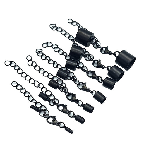 ShapesbyX 3 Pieces Black/Gold Steel Cord End Clasps for Bracelet Necklace Making 2mm to 10mm Hole