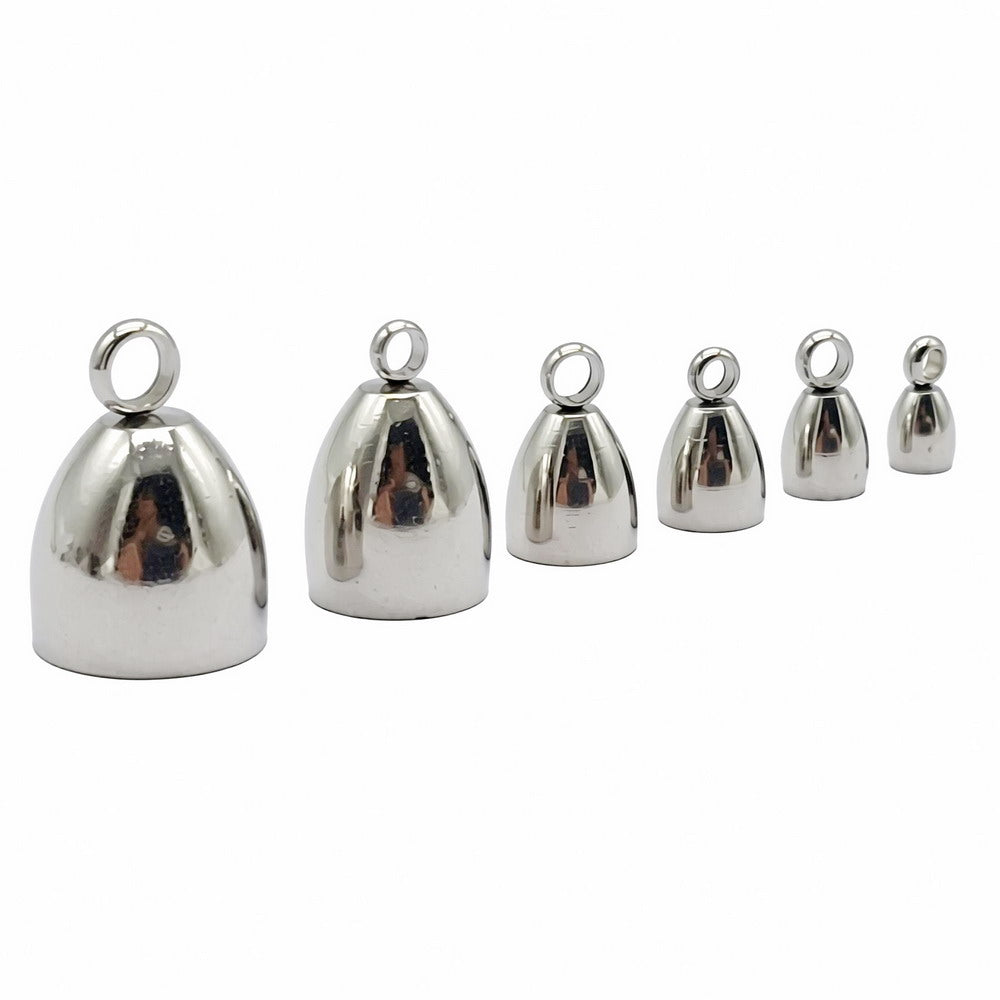 Stainless Steel Bell Shape Cord End Caps with Eyelet, Jewelry Making Tie Ends (3mm-10mm)