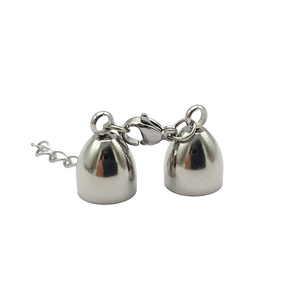 Stainless Steel Cord End Cap Clasp Bell Shape: Lobster & Extender Chain