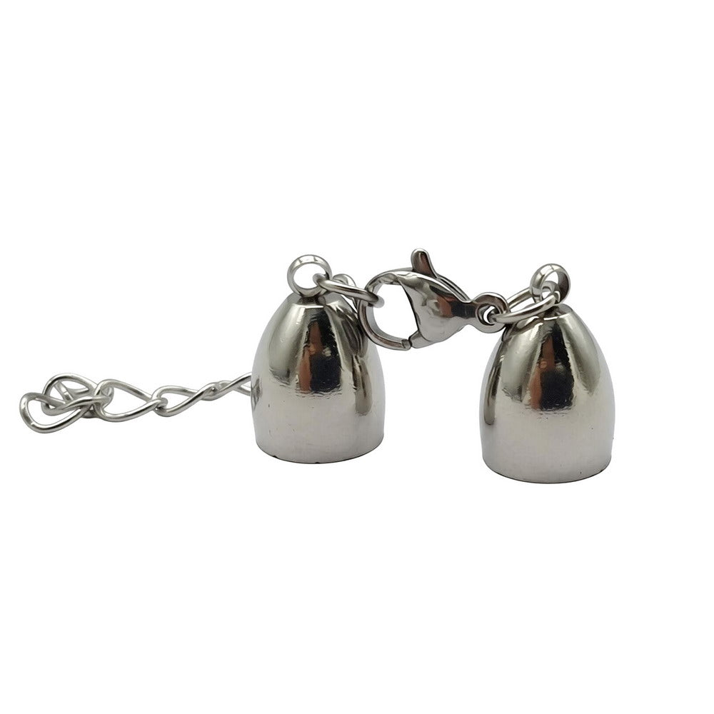Stainless Steel Cord End Cap Clasp Bell Shape: Lobster & Extender Chain
