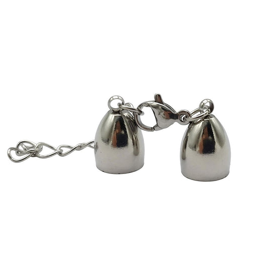 Stainless Steel Cord End Cap Clasp Bell Shape: Lobster & Extender Chain