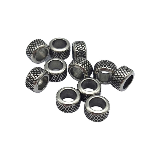 5 Pieces Stainless Steel Slider Beads 6.5mm Inner Hole Antique Color for Jewelry Making Cord Beading