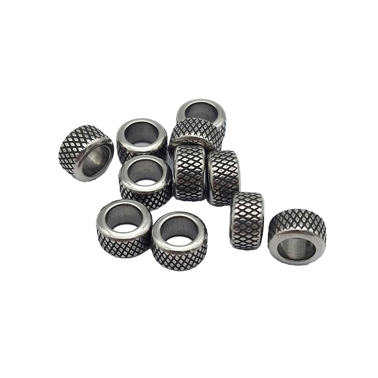 5 Pieces Stainless Steel Slider Beads 6.5mm Inner Hole Antique Color for Jewelry Making Cord Beading