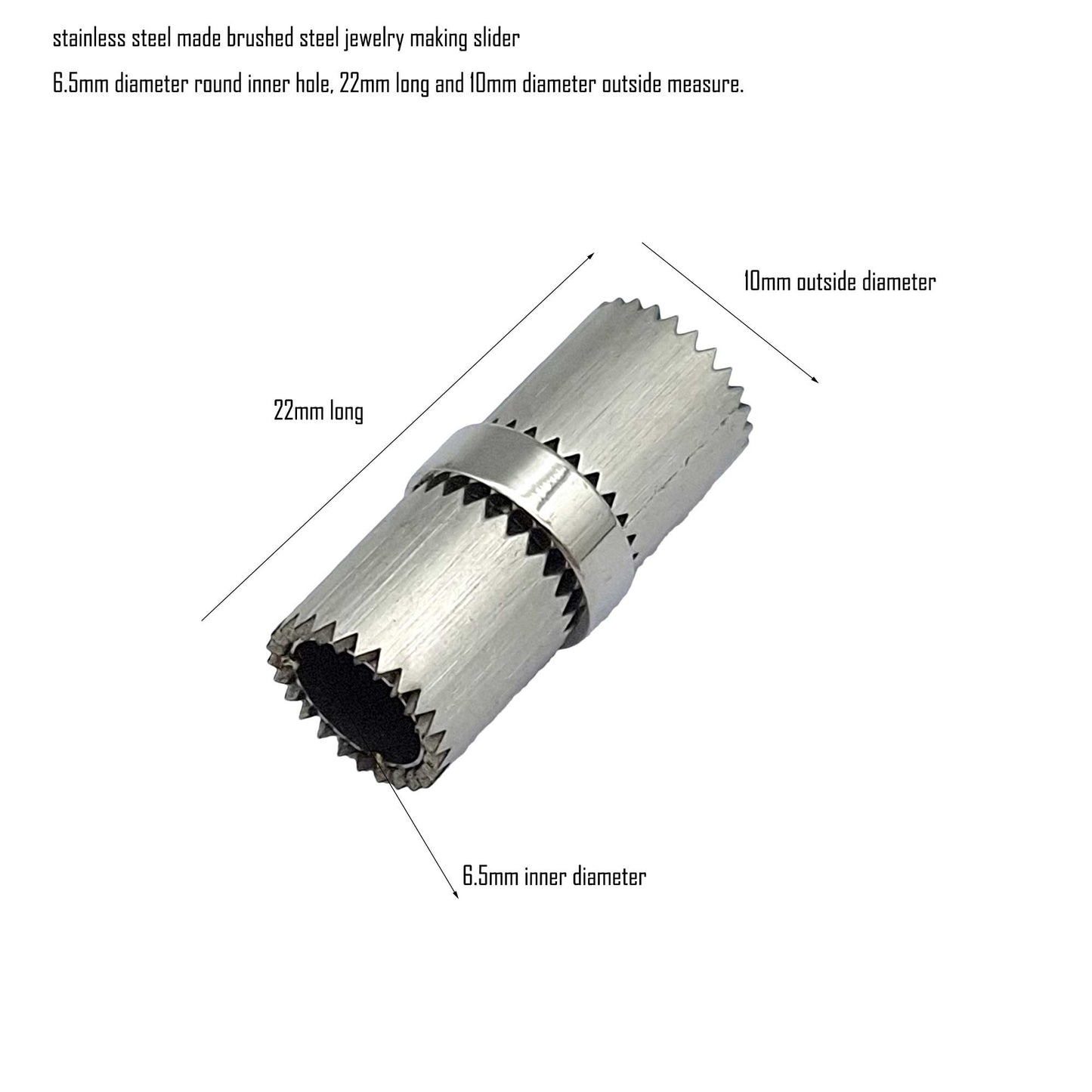 ShapesbyX Brushed Stainless Steel Jewelry Making Slider Tube 6.5mm Inner Hole for Bracelet/Necklaces/Pendant