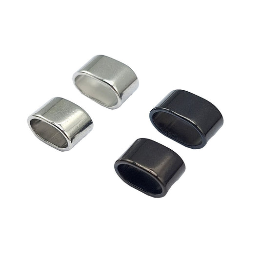 Black/Silver 4 Pieces Stainless Steel Leather Cord Slider : Bracelet Making (12mmx6mm/10mmx5mm)