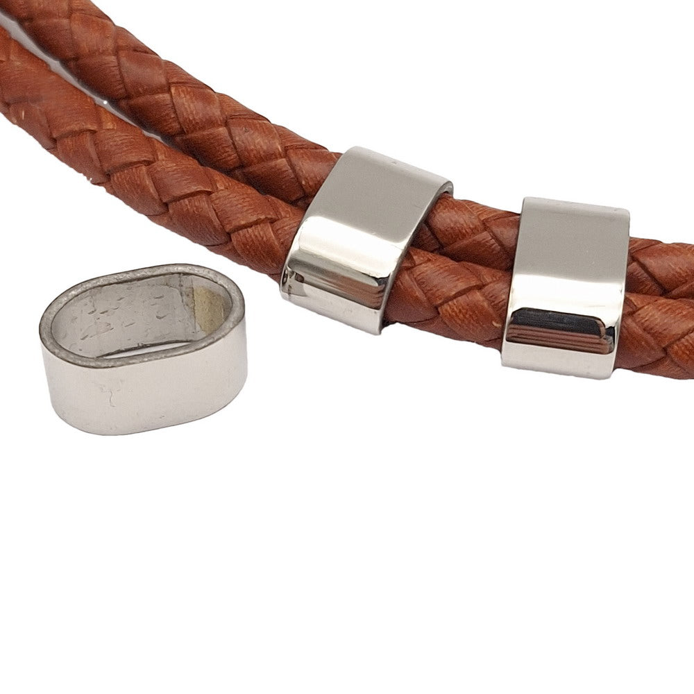 ShapesbyX 4 Pieces 12mmx6mm/8mmx4mm Stainless Steel Bracelet Making Slider Polished Leather Cord Slider