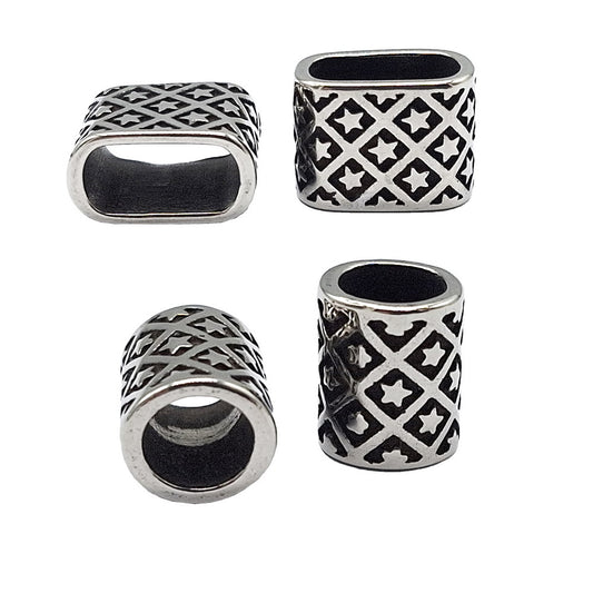 Séparateurs de cordons de 5 mm en acier inoxydable pour la fabrication de bracelets Argent antique 5,0 mm Double trous 2 pièces