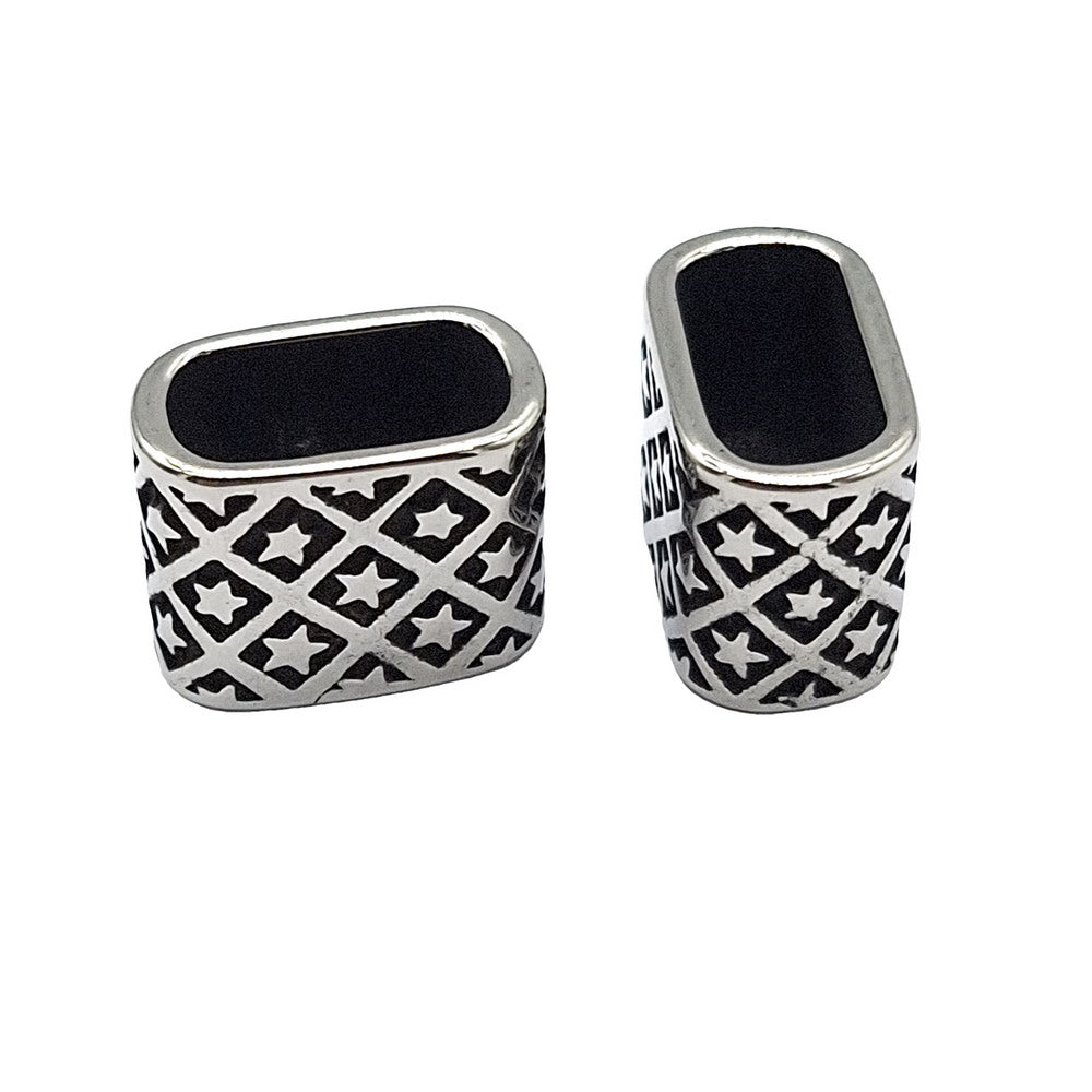 Séparateurs de cordons de 5 mm en acier inoxydable pour la fabrication de bracelets Argent antique 5,0 mm Double trous 2 pièces