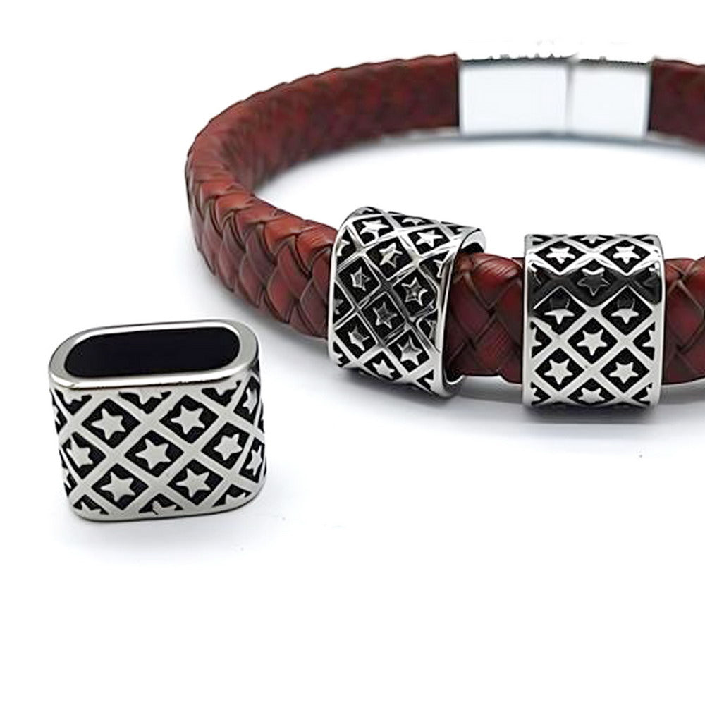 Séparateurs de cordons de 5 mm en acier inoxydable pour la fabrication de bracelets Argent antique 5,0 mm Double trous 2 pièces