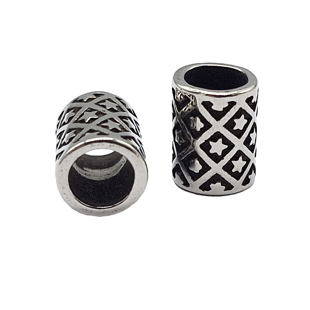 Séparateurs de cordons de 5 mm en acier inoxydable pour la fabrication de bracelets Argent antique 5,0 mm Double trous 2 pièces