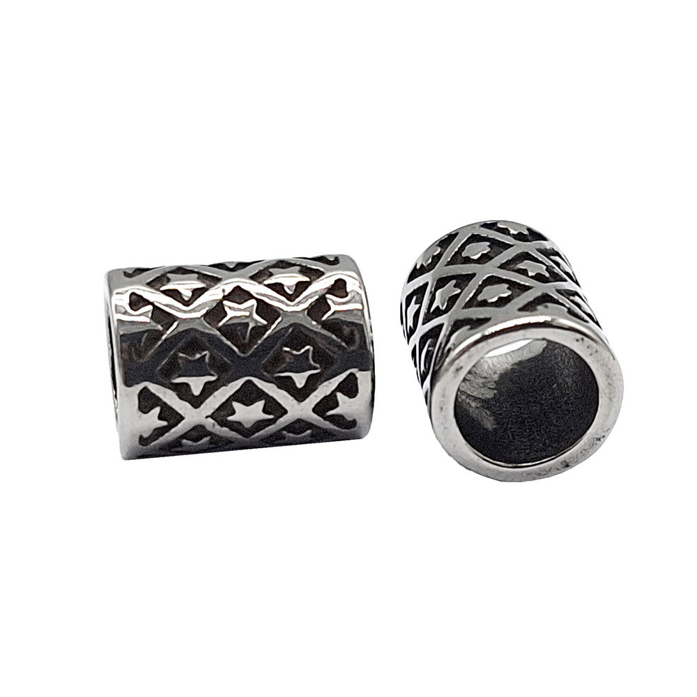 Séparateurs de cordons de 5 mm en acier inoxydable pour la fabrication de bracelets Argent antique 5,0 mm Double trous 2 pièces