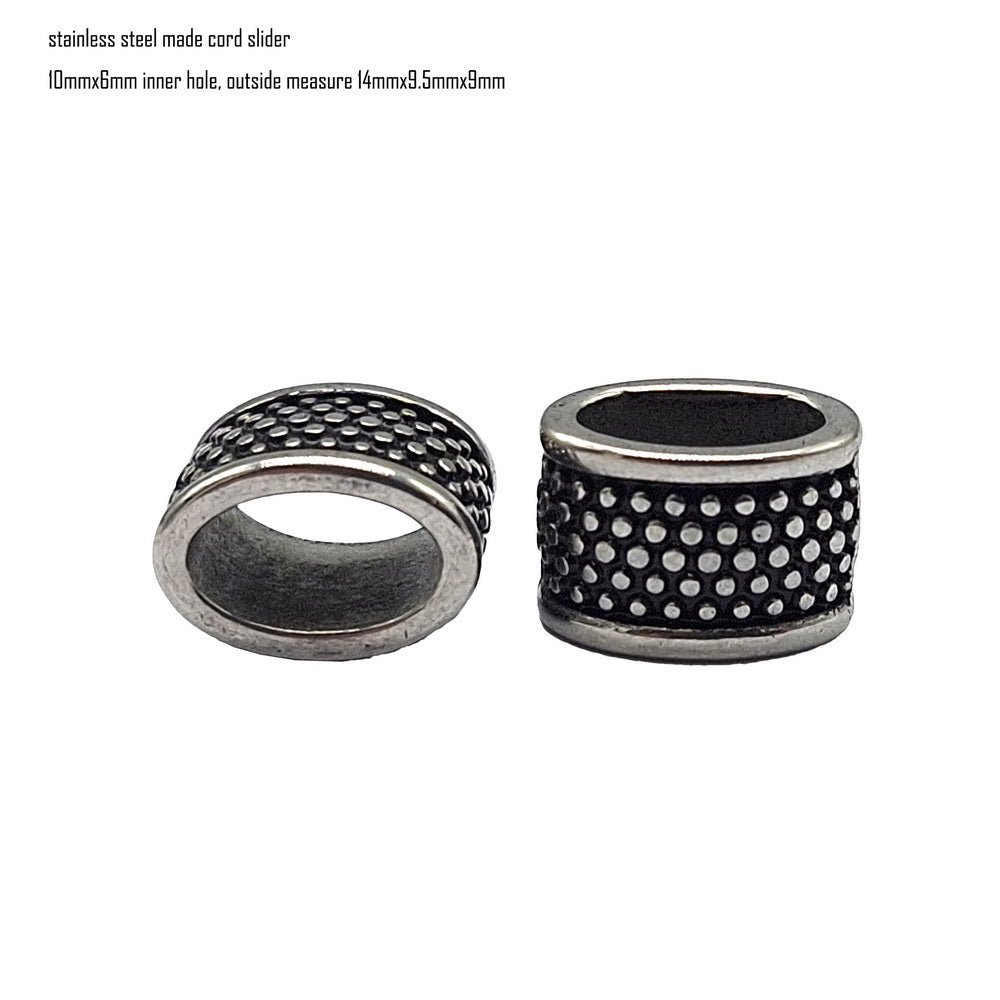2 Stainless Steel Cord Slider Cord Beads 10mmx6mm/12mmx6mm Hole, Bracelet Making Craft