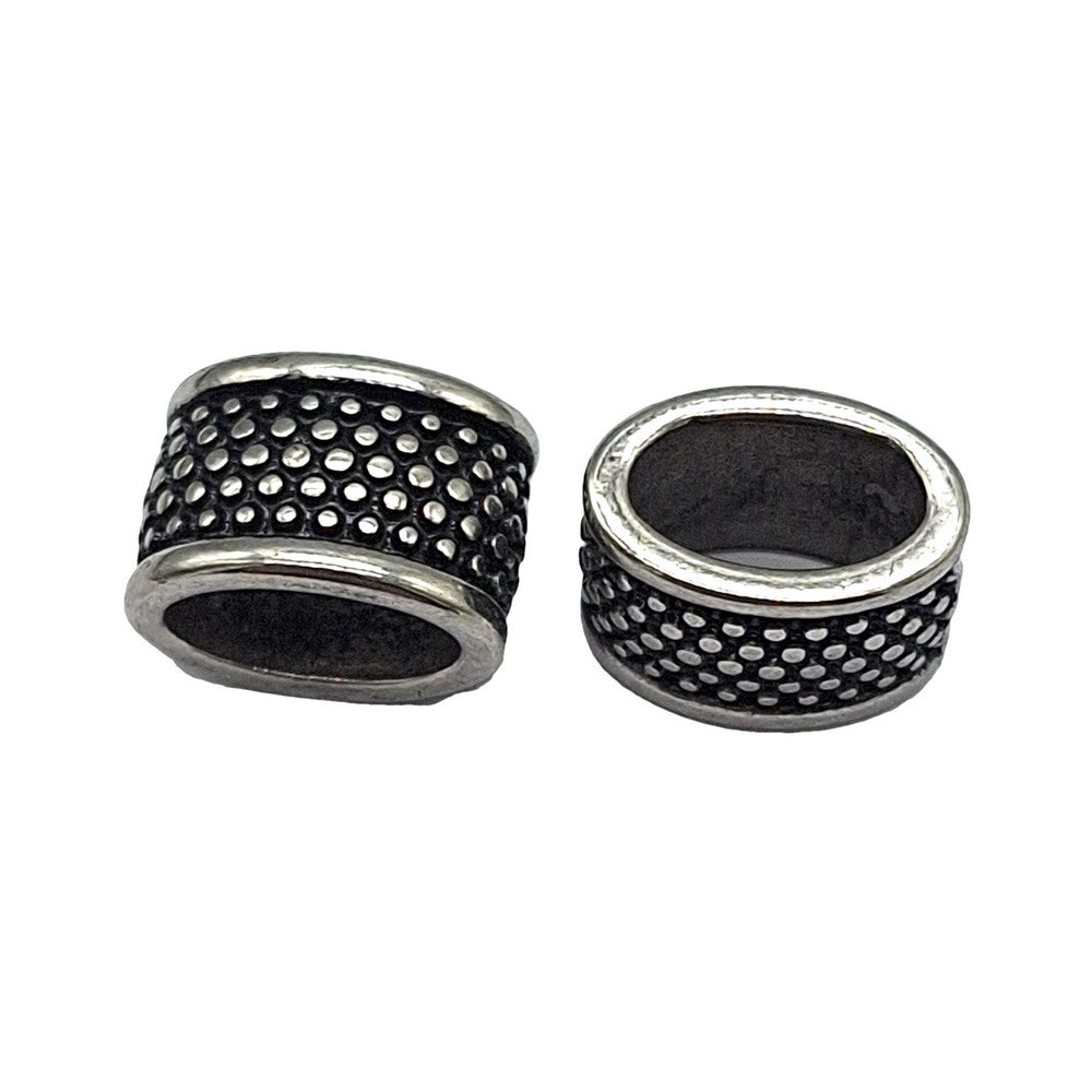 2 Stainless Steel Cord Slider Cord Beads 10mmx6mm/12mmx6mm Hole, Bracelet Making Craft