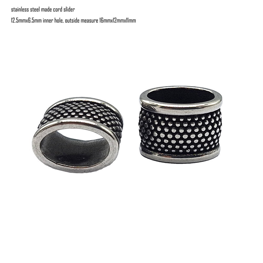 2 Stainless Steel Cord Slider Cord Beads 10mmx6mm/12mmx6mm Hole, Bracelet Making Craft