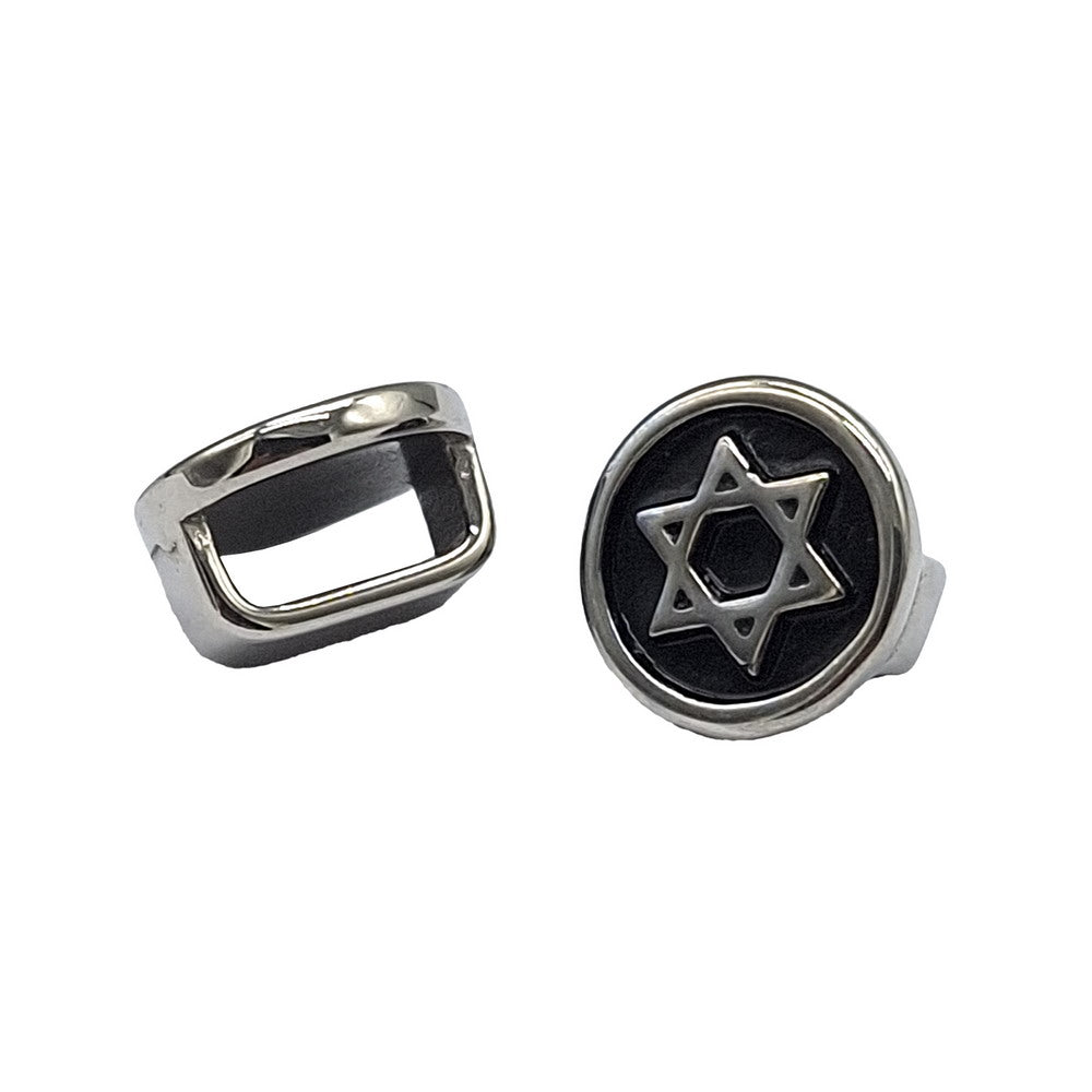Seal of Solomon Stainless Steel Bracelet Making Charm, Cord Slider 10x4.2mm Hole 1 Piece
