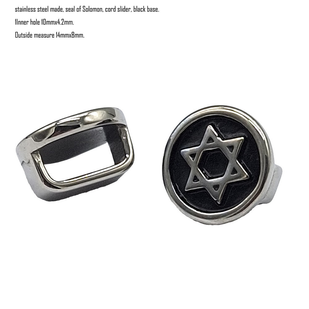 Seal of Solomon Stainless Steel Bracelet Making Charm, Cord Slider 10x4.2mm Hole 1 Piece