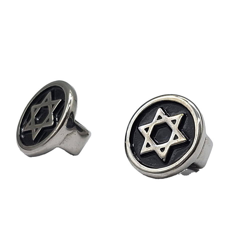 Seal of Solomon Stainless Steel Bracelet Making Charm, Cord Slider 10x4.2mm Hole 1 Piece