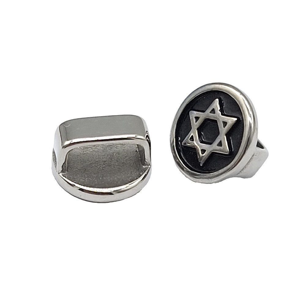 Seal of Solomon Stainless Steel Bracelet Making Charm, Cord Slider 10x4.2mm Hole 1 Piece