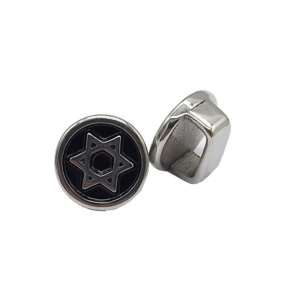 Seal of Solomon Stainless Steel Bracelet Making Charm, Cord Slider 10x4.2mm Hole 1 Piece