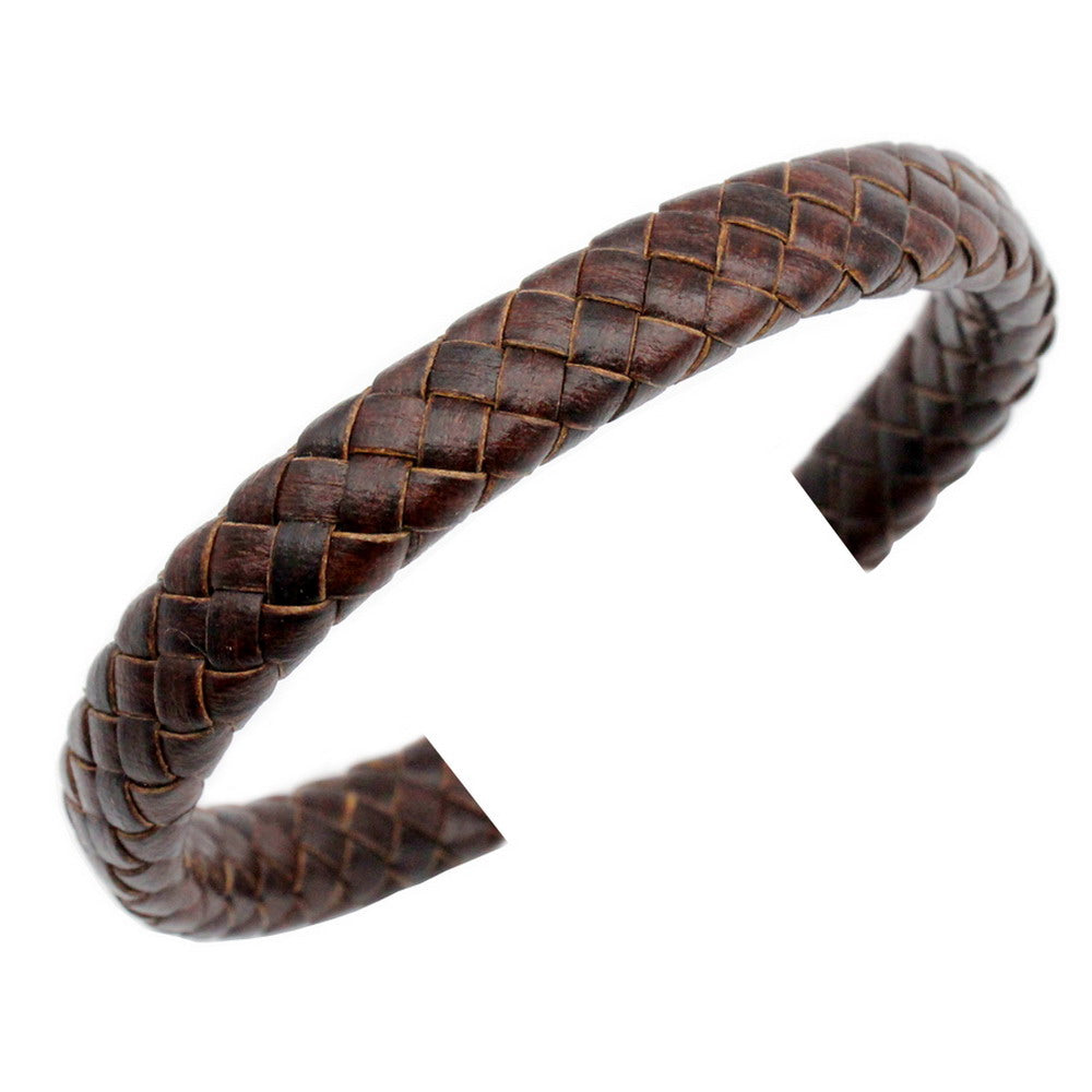 shapesbyX-10mm Flat Braided Leather Band Bracelet Making Braid Leather Cord Distressed Natural
