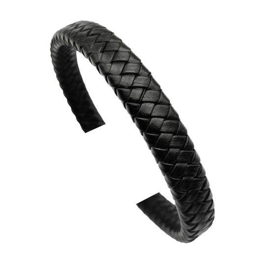 ShapesbyX-Bracelet plat en cuir tressé noir 10 x 5 mm pour fabrication de bracelets artisanaux