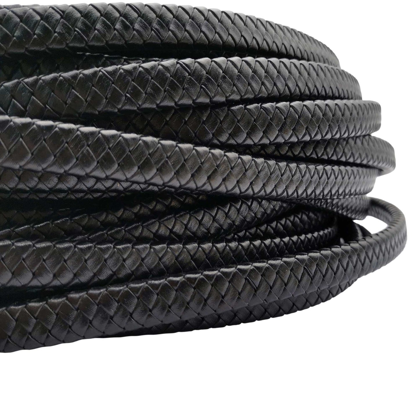 shapesbyX-10mm Flat Braided Leather Band Black 10x5mm Leather Bolo Strip Bracelet Making Craft