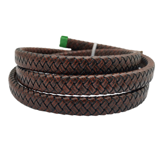 shapesbyX-12mmx6mm Flat Braided Leather Bolo Cord Bracelet Making Leather Band Regenerated Antique Brown