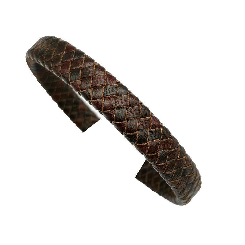 ShapesbyX-12 x 6 mm geflochtenes Lederband, geflochtenes Armband, zur Herstellung von Lederschnur, Distressed Red, 12 mm x 6 mm