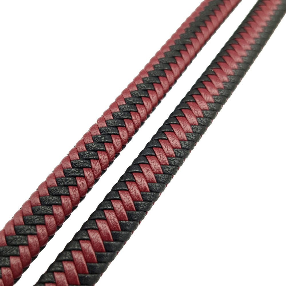Braided PU Leather Cords 11.5mmx5.5mm Made of Microfiber Soft and Flexible, Braid Bracelet Making Leather Band Black Wine Mixed