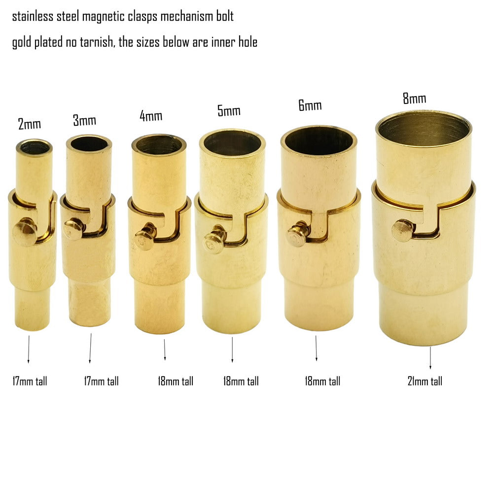 2 Stück 3 mm, 4 mm, 5 mm Innenloch, Edelstahl-Magnetverschluss mit Mechanismus, Bolzenverschluss, Kordelende