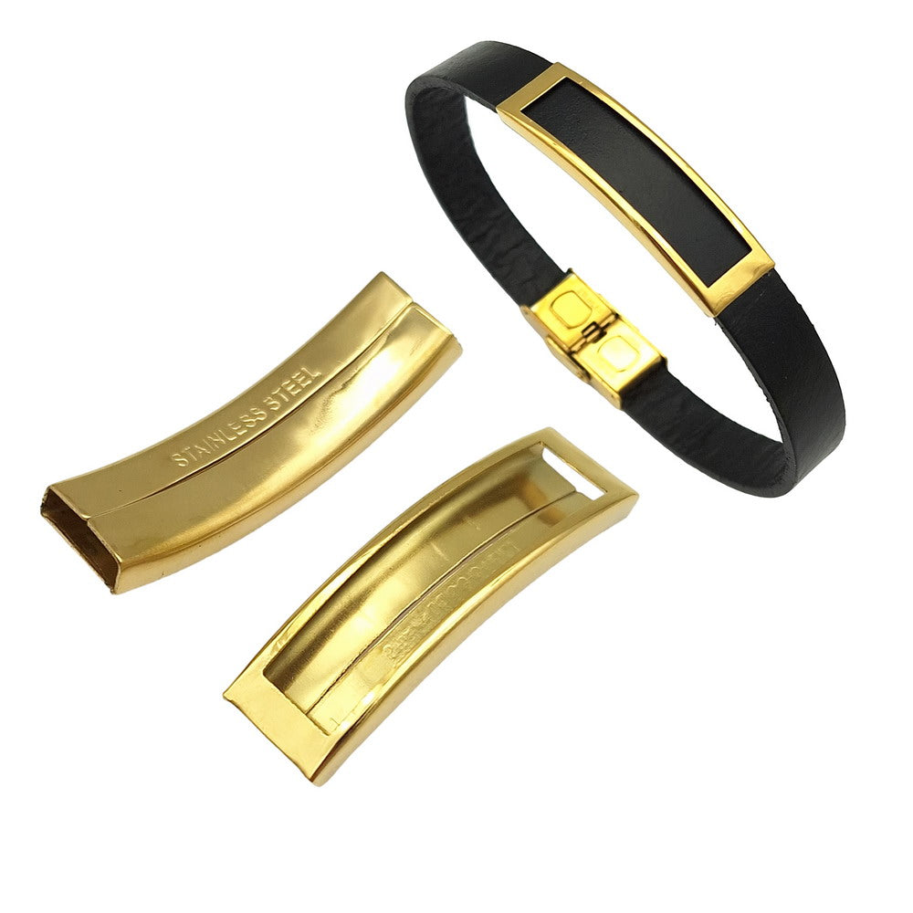 shapebyX-3 pièces curseurs de tube de bracelet en acier inoxydable trou de 10 mm x 3 mm pour cuir plat 10 x 2 mm