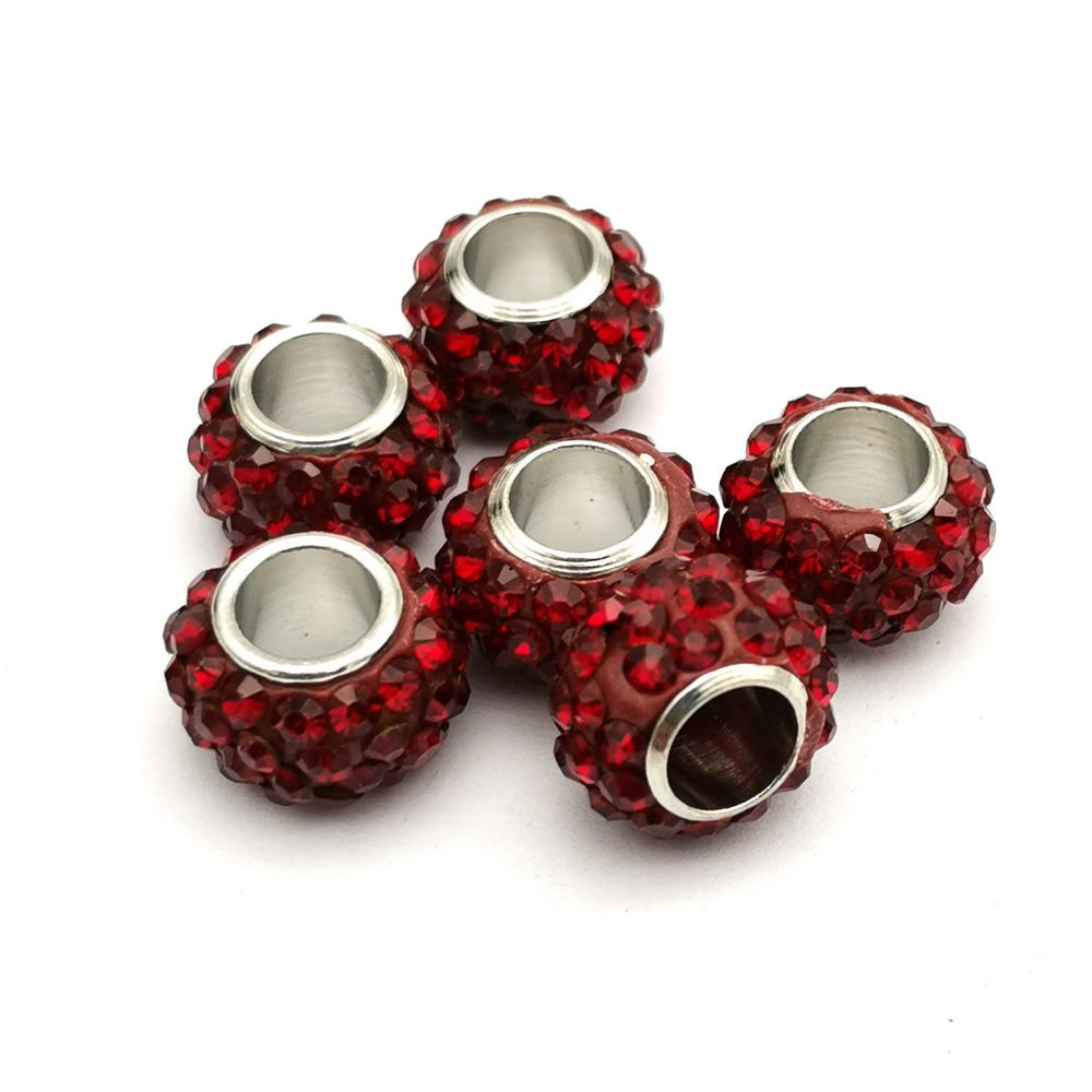 shapesbyX-4pcs 6mm Hole Rhinestones Sliders Beads,Leather Cord Beading for Jewelry Making