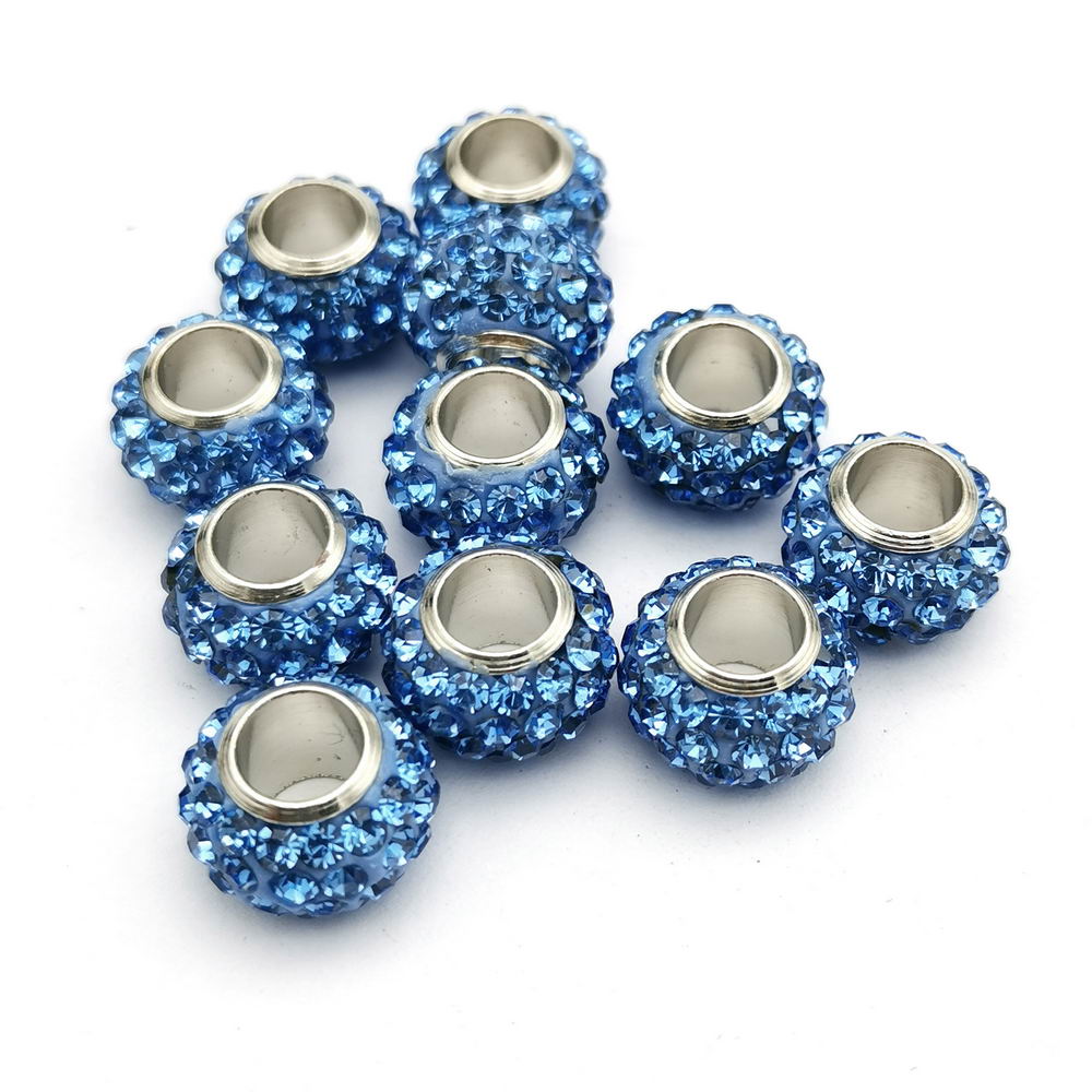 shapesbyX-4pcs 6mm Hole Rhinestones Sliders Beads,Leather Cord Beading for Jewelry Making