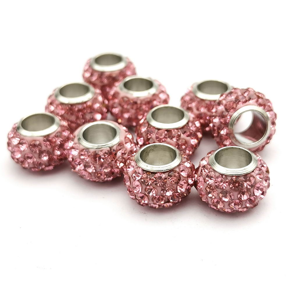 shapesbyX-4pcs 6mm Hole Rhinestones Sliders Beads,Leather Cord Beading for Jewelry Making