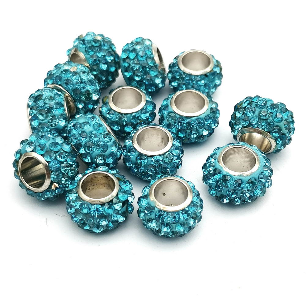 shapesbyX-4pcs 6mm Hole Rhinestones Sliders Beads,Leather Cord Beading for Jewelry Making