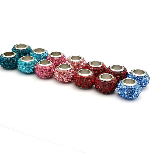 6mm Hole Rhinestones Sliders Beads,Leather Cord Beading for Jewelry Making