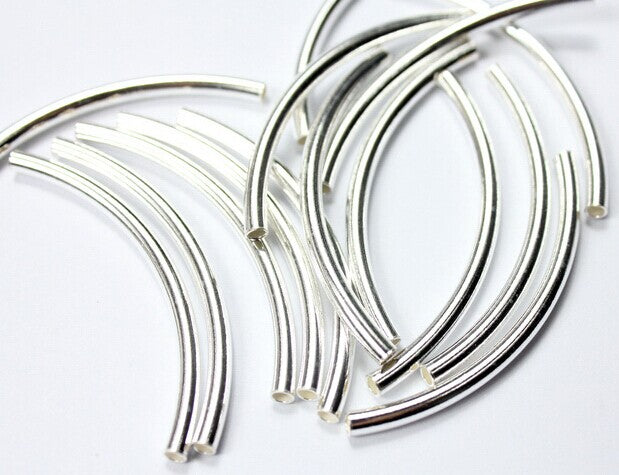 shapesbyX-2 Pieces 925 Sterling Silver Tube Pipes,Jewelry Making Threads